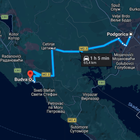 Podgorica to Budva Transfer